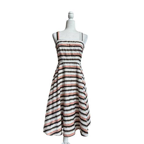 Hutch  Tiffany Striped Jacquard Sleeveless Fit Flare Womens Size 4 Midi Pockets