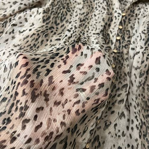 Cynthia Steffe Women’s Cheetah Print Sheer Top Sz L