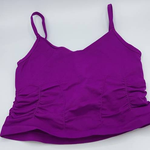 Free People NEW!  Movement GOOD KARMA XS/S Ruched Cropped Tank Top VIVID VIOLET