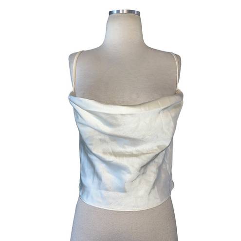 L'Academie  The Kali Top in Ivory Medium Womens Satin Backless Halter Tank