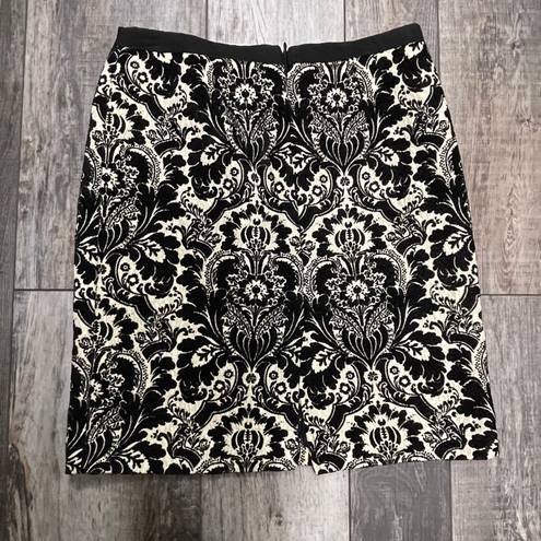 Karen Kane Vintage  1990s Black and Ivory Damask Mini Skirt Size 4