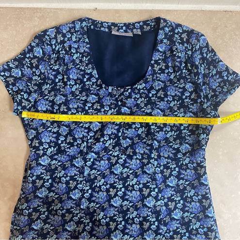 Croft & Barrow  Blue Floral Womens Size 6 Short Sleeve Empire Waist Midi Dress