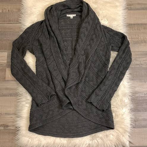 CAbi  #720 Circle knit cardigan sweater shawl collar open front draped M