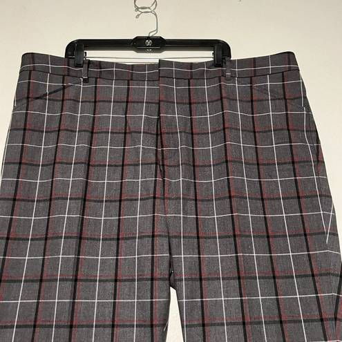 Tommy Hilfiger 𝅺 plaid skinny pants flex PLUS SIZE 24 Flattering career Gray Red