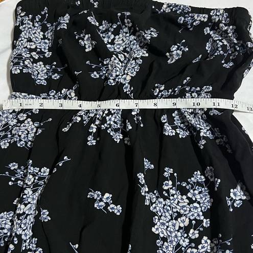 Old Navy EUC  Strapless Floral Maxi Dress, Size Medium, Black, Blue & White Multi