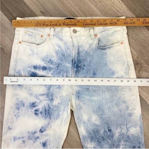 Gap  Tie Dye High Rise Raw Hem Cropped Boyfriend Jeans White Blue 10