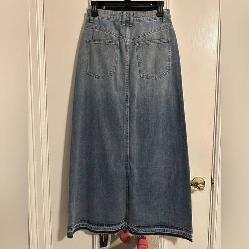 Miss Love  long denim maxi skirt S blue jean distressed NWT NEW