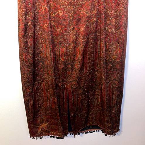 Loft Ann Taylor  Silk Paisley Spaghetti Strap Dress Sequin Hem size 8