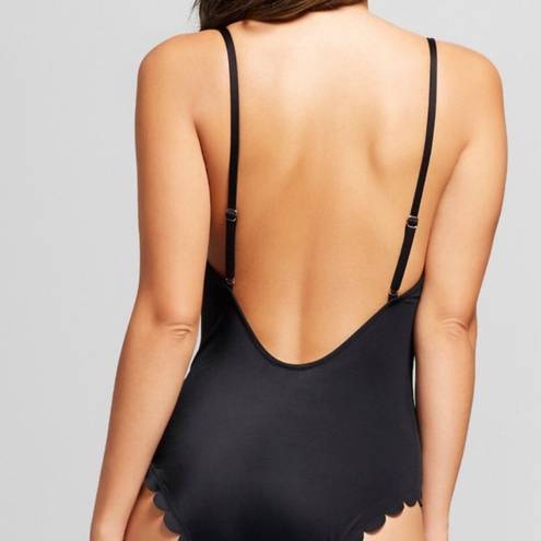 Vanilla Beach  black scalloped cheeky one piece