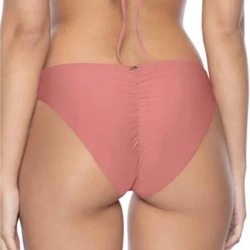 PilyQ NWT  Lotus Basic Ruched Full Bikini Bottoms Mauve Pink Hipster Low Rise M