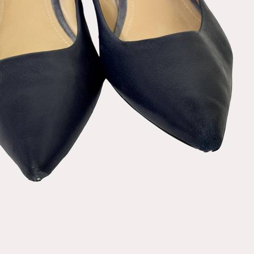 DKNY  Leather Block Heel Pointed Toe Pumps Shoes Navy Blue 41 US 10 am