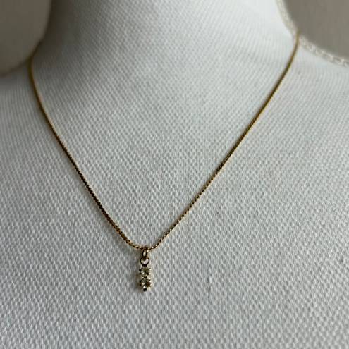 Dainty faceted rhinestones gold tone necklace