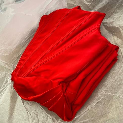 House Of CB  Loretta Red Corset Bustier Satin Draped Off Shoulder Dress NWOT XL