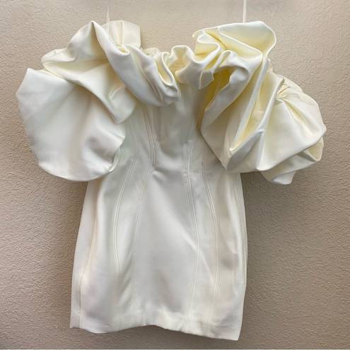 House Of CB 'Selena' Ivory Satin Ruffle Strapless Dress size XS NWOT