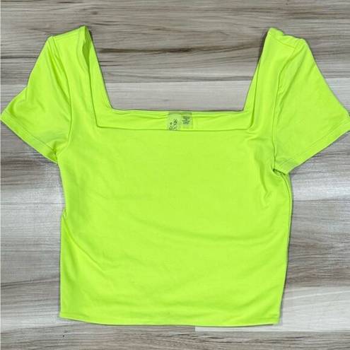 Second Skin  Neon Green Square Neck Top Women’s Small