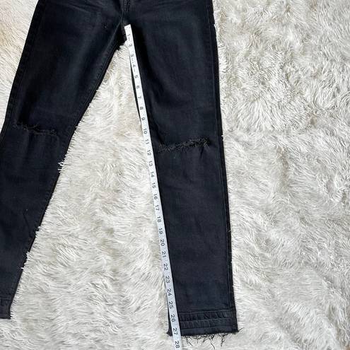 Pistola NWOT  Black Raw Hem Ripped Knee Distressed High Waist Jeans Sz 24/25