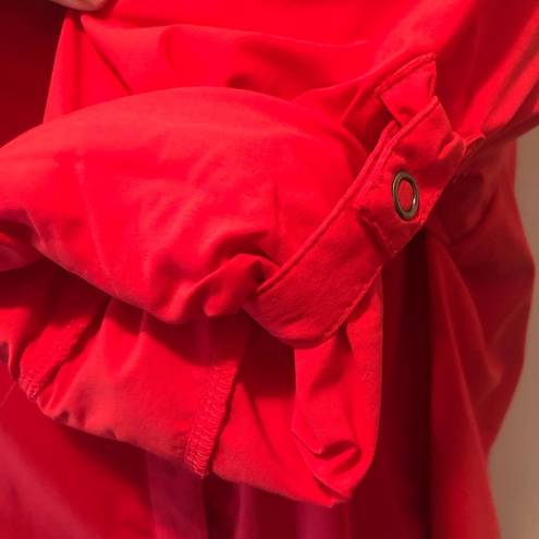 Rei Co-op REI Hiking Top Blouse Sz. XL Red Full Snap Chest Pockets Roll Tab Sleeve Stretch