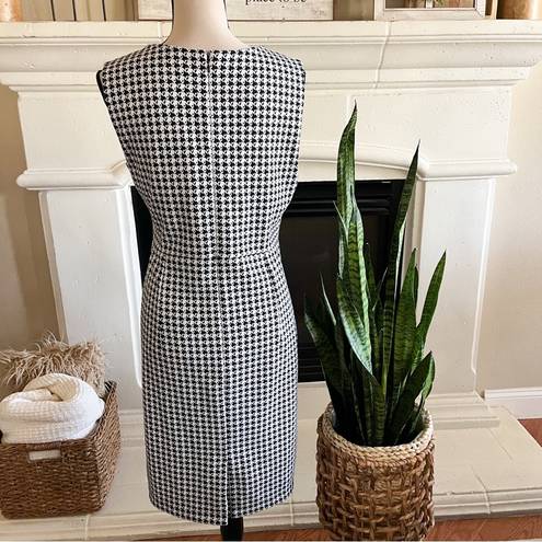 Lands'End  Classic Fit Black & White Houndstooth Sleeveless Sheath Dress 12