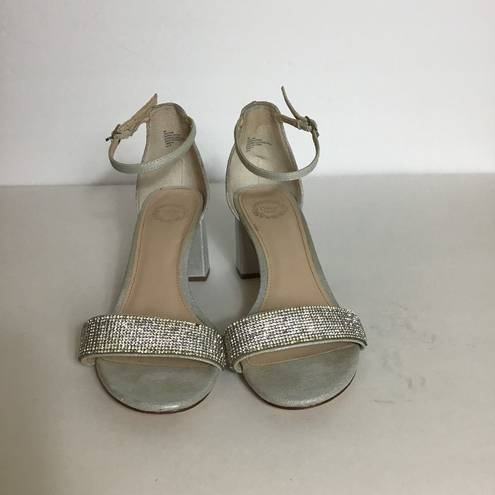 I. Miller  Womens Rhinestone Ankle Strap Block Heel Sandals Size 9 EUC