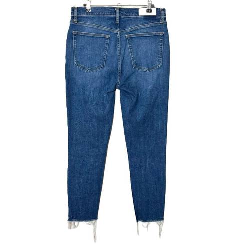 RE/DONE  90s High-Rise Ankle Crop Jeans In Royal Fade Denim  Button Fly Size 31