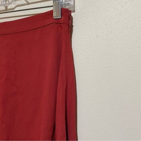 Hugo Boss  Veilla Red Mixed Media Asymmetric Hem Midi Skirt Satin Size 4