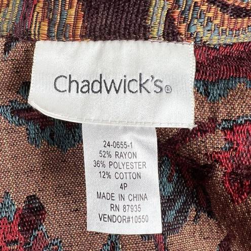 Chadwick's Vintage Size 4P Petite Tapestry Blazer Jacket Floral Print Button Up