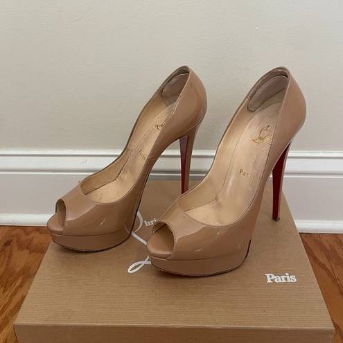 【得価低価】ルブタン lady peep 150 patent calf ベゴニア未使用35 靴