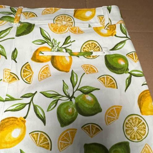 Isaac Mizrahi  New York Tailored Shorts Chino Lemon Printed Flat Front Womens 16