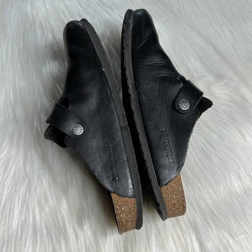 Birkenstock Black Leather Boston Clogs