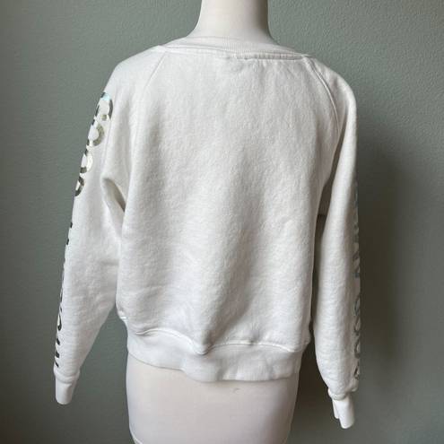 Good American  White Holographic Crewneck Pullover Sweatshirt Size 4