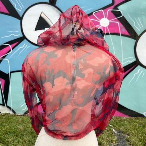 Shinestar  Red Camo Quarter Zip Quarter Zip Mesh Top Size M