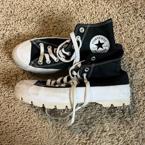 Converse  Platform Black and White High Tops 8.5