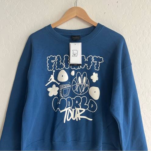 Nike Jordan Brooklyn Graphic Fleece Crew Neckline Sweatshirt Blue