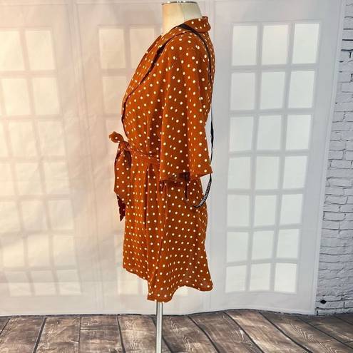 Pretty Little Thing  nwt terracotta collared polka dot short sleeve mini dress si