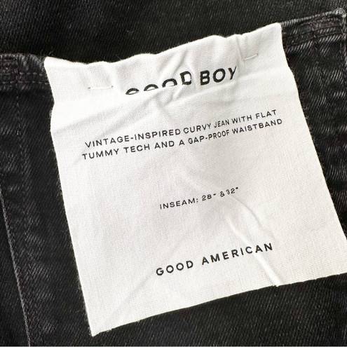 Good American  NWT Black Good Boy Straight Leg Denim Jeans Busted Knee 6/28