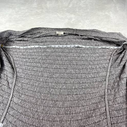 The Loft  Ann Taylor Open Front Cardigan Knit Sweater Womens Size L Gray Short Sleeve