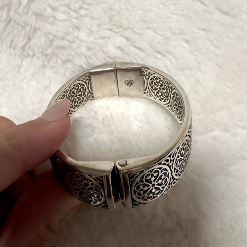 Brighton  Ferrara medallion Hinged Silver Etched Bangle