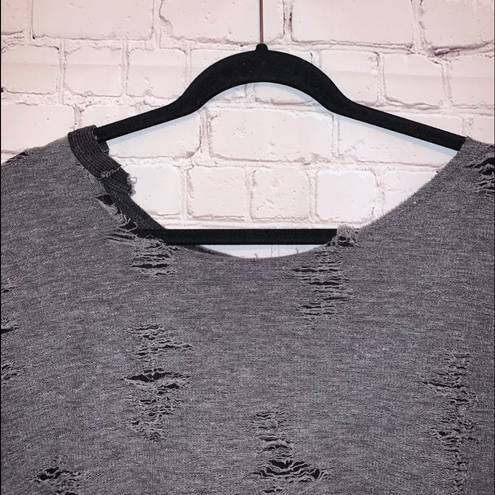 143 Story  Distressed Gray & Black Short Sleeve