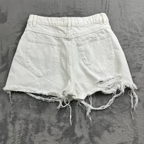 Rolla's  Denim Shorts Womens Size 27 Dusters High Rise Slim White Distressed