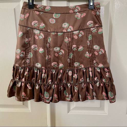 Marc Jacobs  brown silk floral skirt