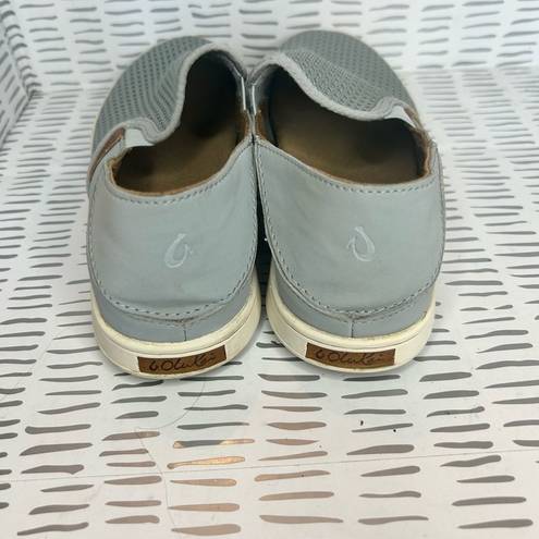 Olukai  Pehuea Slip On Shoes Gray Comfort Sneakers Loafer Folding Heel women 6.5