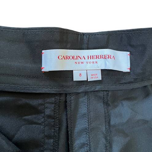 Carolina Herrera Runway Black Silk Taffeta High-Rise Wide Leg Pants AW19