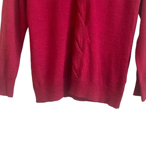 Coldwater Creek  Women Sweater V-Neck Wool Blend Long Sleeve Knit Pullover L Red