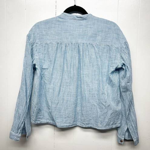 Pilcro  Anthropologie Button Front Long Sleeve Cotton Blue Shirt Women's Size XS