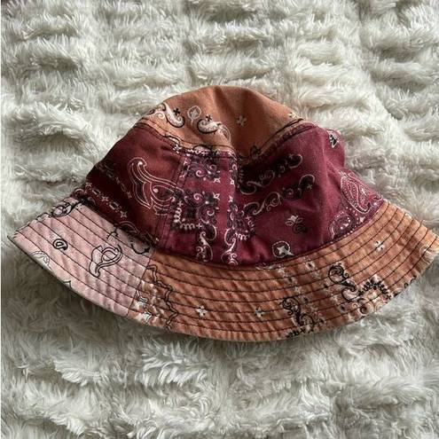 Urban Outfitters 	Paisley Red Orange Bucket Hat