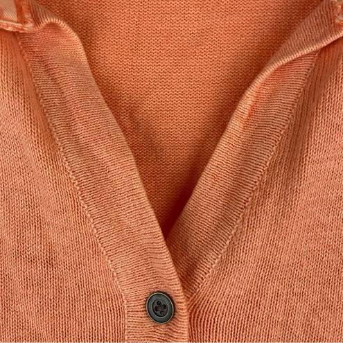 NEW PBJ Blues Orange Acid Wash Denim Collar Button Front Tunic Sweater Large