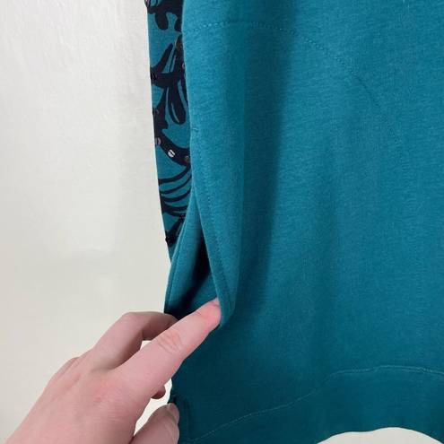 Chico's  Zenergy Sequined French Terry Scrolls Sweatshirt in Peacock Teal