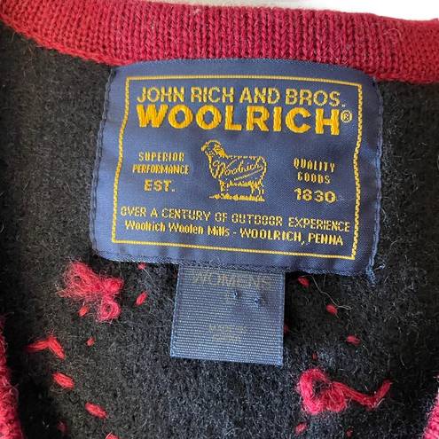 Woolrich Vintage  Black Red Wool Snowflake Sweater Vest Large