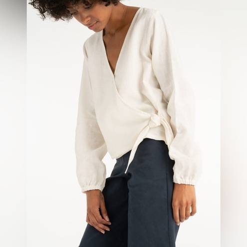 Tribe Alive  • Linen Wrap Top Ivory White