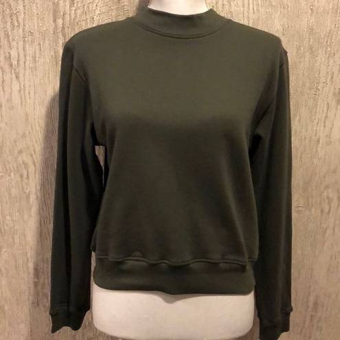 Strut this  Dark Green Cropped Sweatshirt